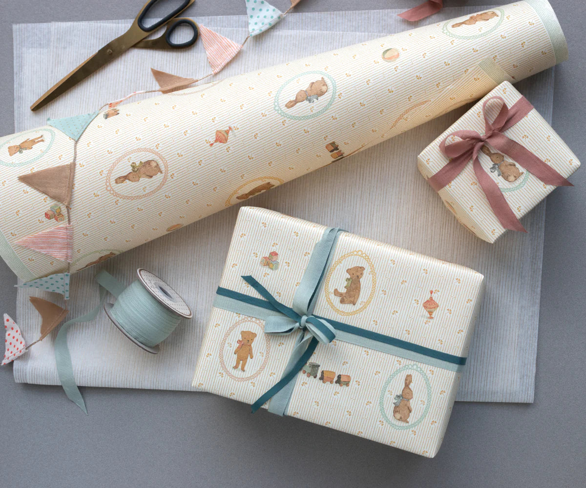 Maileg Gift Wrap - Bunnies and Teddies 10m