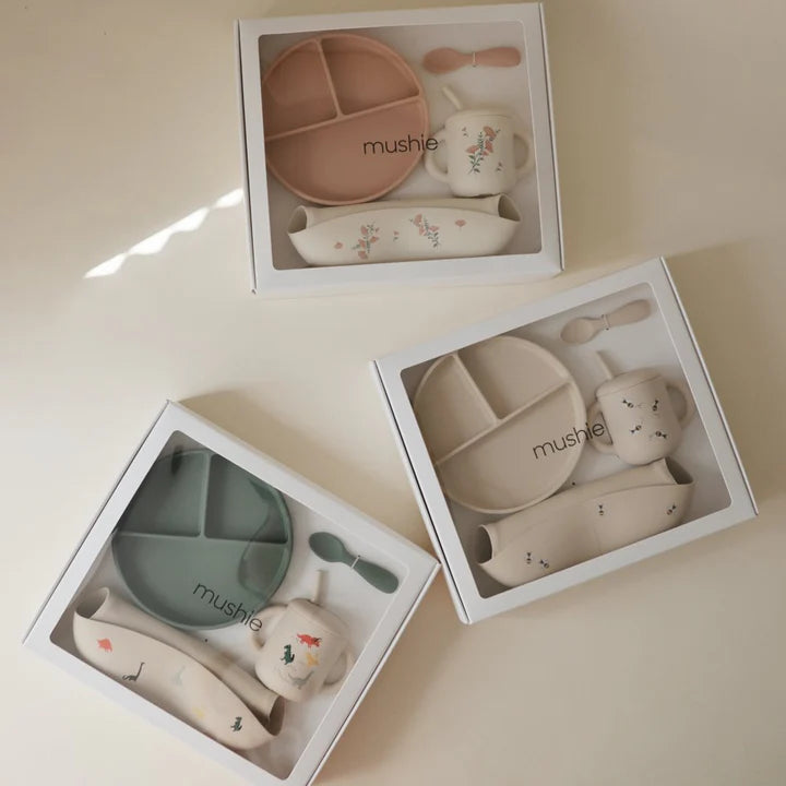 Mushie Silicone Feeding Toddler Set - Dinosaurs