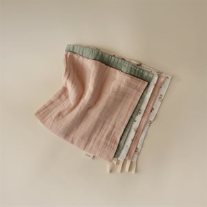 Mushie Muslin Cotton Washcloth 5-Pack - Flower Combo