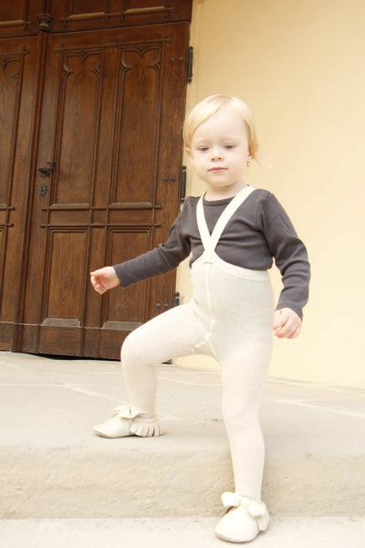 Footed Cotton Tights Cream Blend