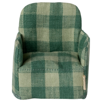 Maileg Folding Chair Mouse, Green Check