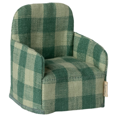 Maileg Folding Chair Mouse, Green Check