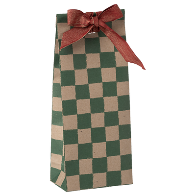 Maileg, Gift Bag Mini Checker, Green 50 Pack