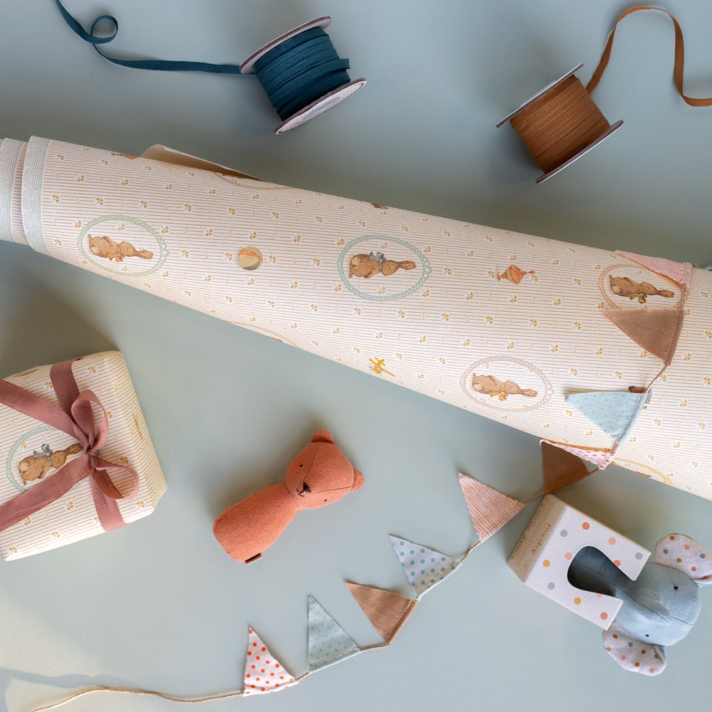 Maileg Gift Wrap - Bunnies and Teddies 10m