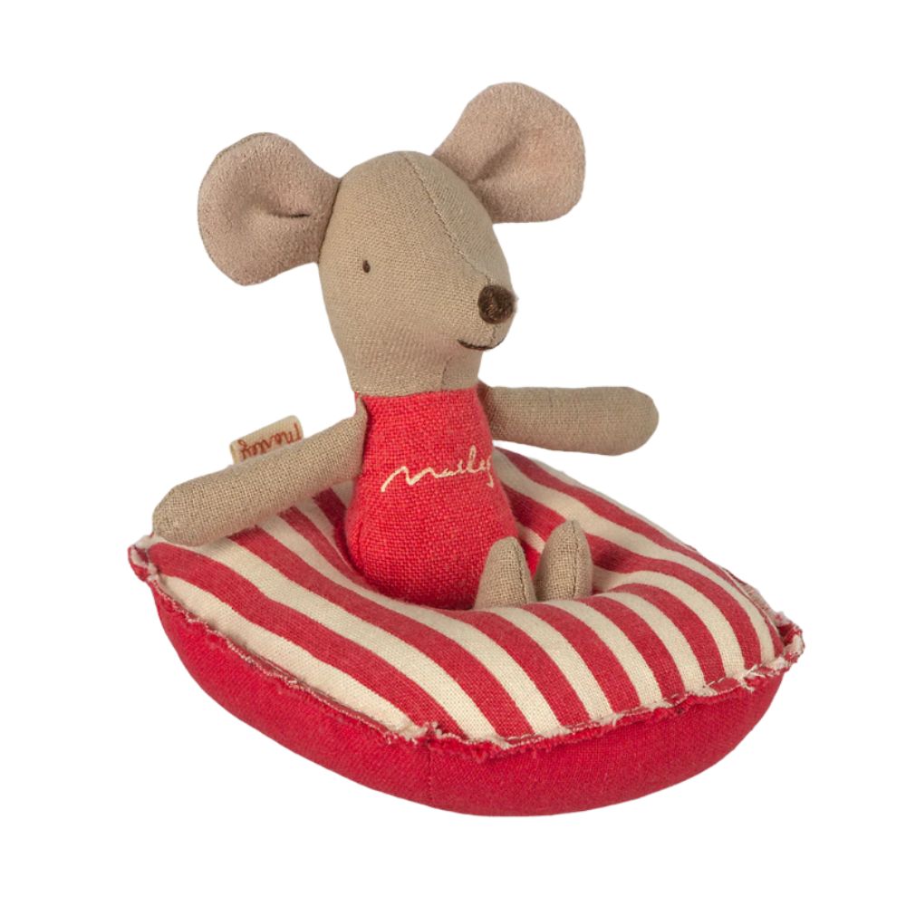 Maileg Mouse, Rubber Boat, Small, Red Stripes