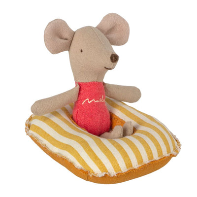 Maileg Mouse, Rubber Boat, Yellow Stripe