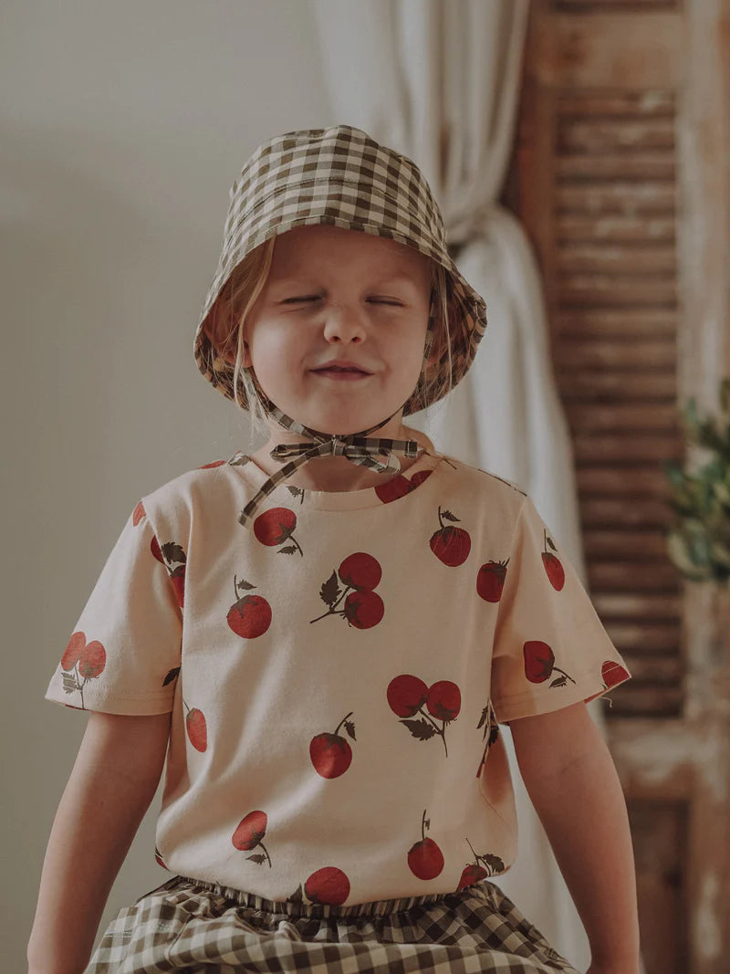 Olive Gingham Bucket Sun Hat Pudgy Fingers