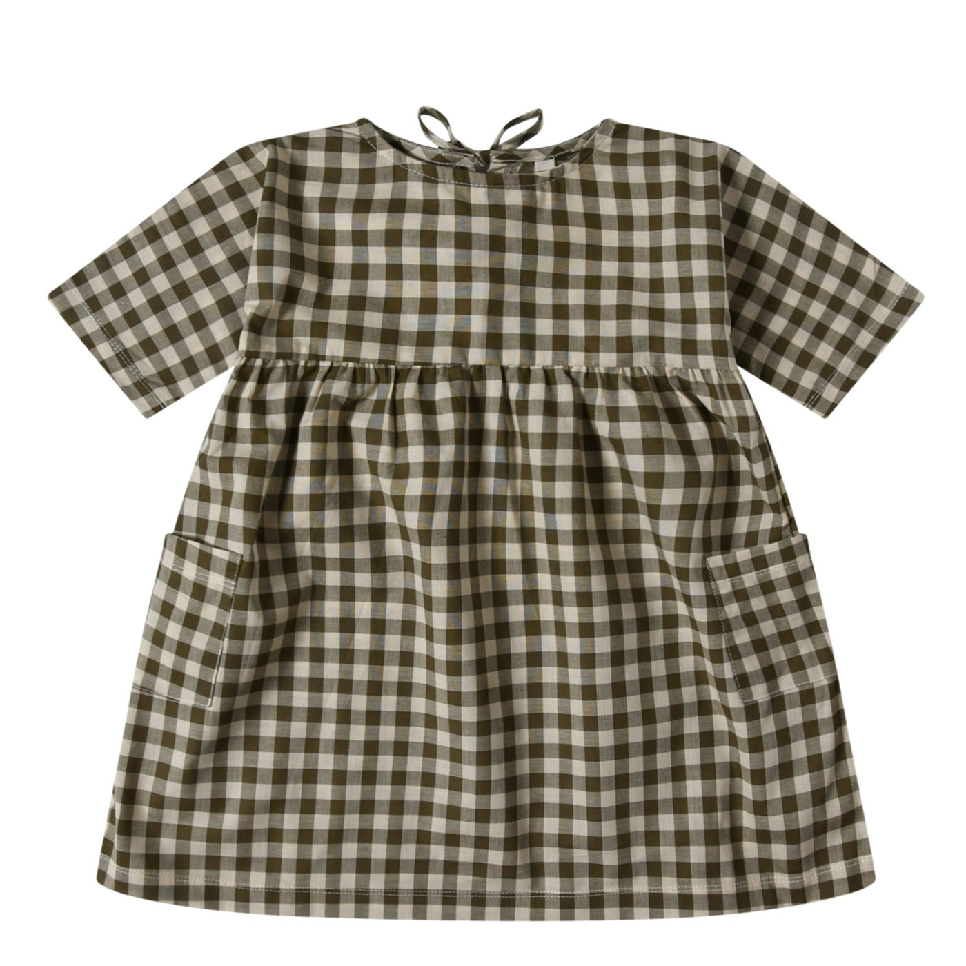 Olive Gingham Bella Dress