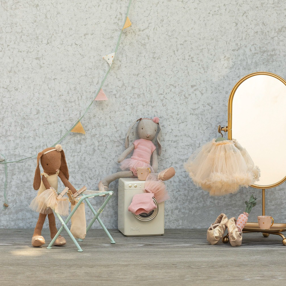 Maileg Bunny, Size 2 Brown Bunny, Ballet Suit and Skirt Cream