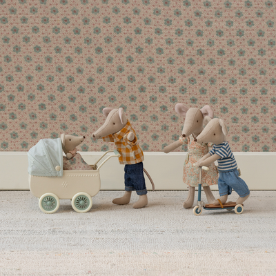 Maileg, Pram with Baby Mouse, Mint