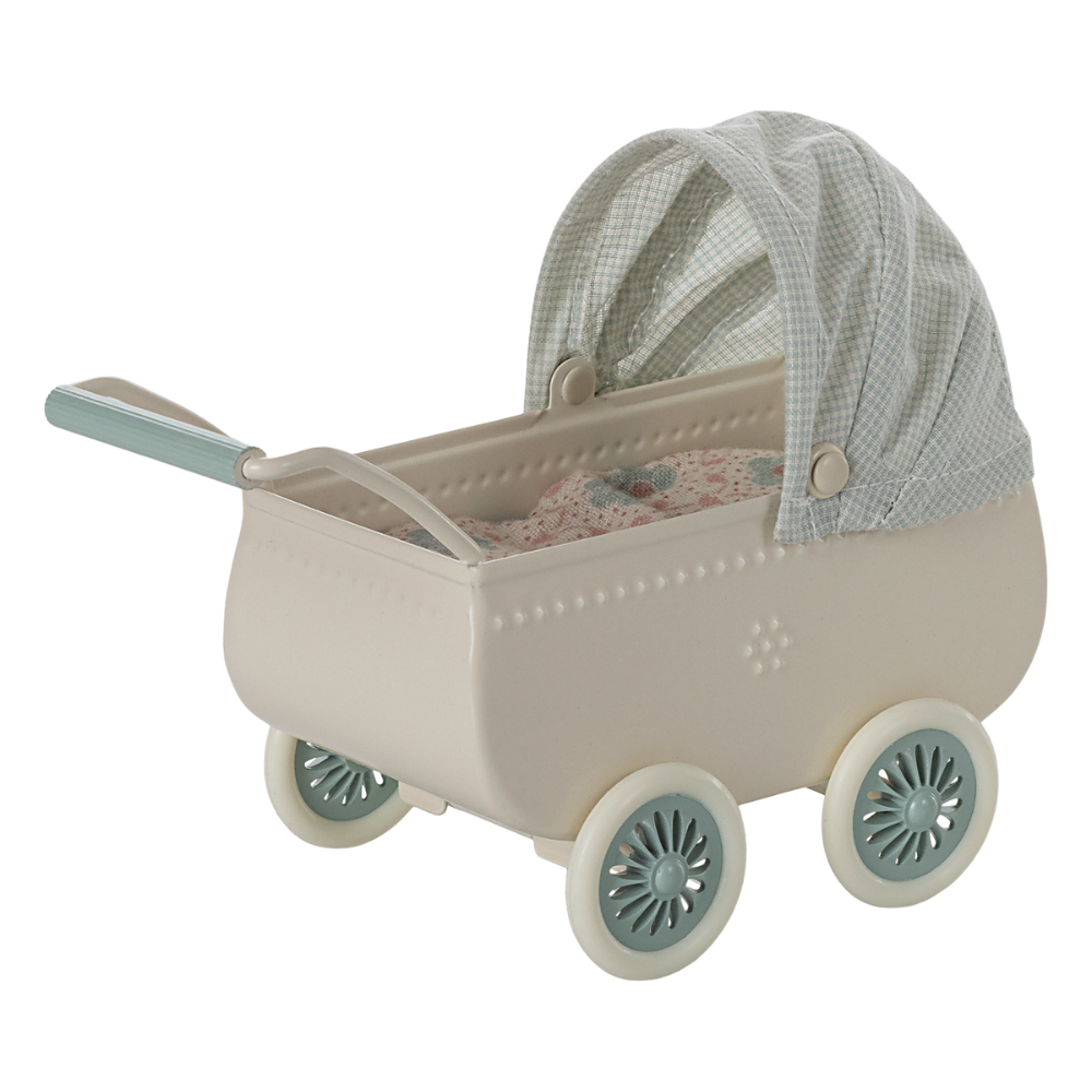 Maileg, Pram with Baby Mouse, Mint