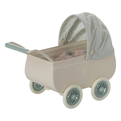 Maileg, Pram with Baby Mouse, Mint