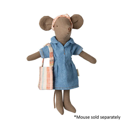 Maileg, Denim Dress and Bag, Mum Mouse