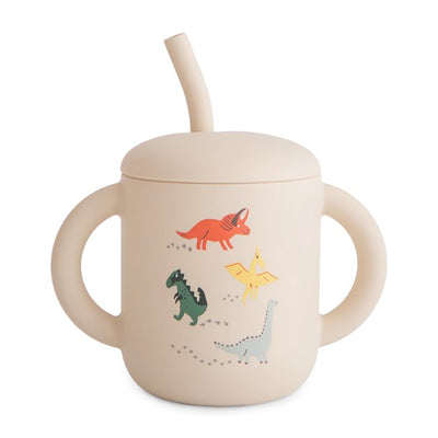 Mushie Silicone Training Cup + Straw - Dinosaurs
