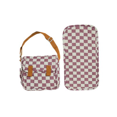 Carrie Convertible Changing Set Plum Check