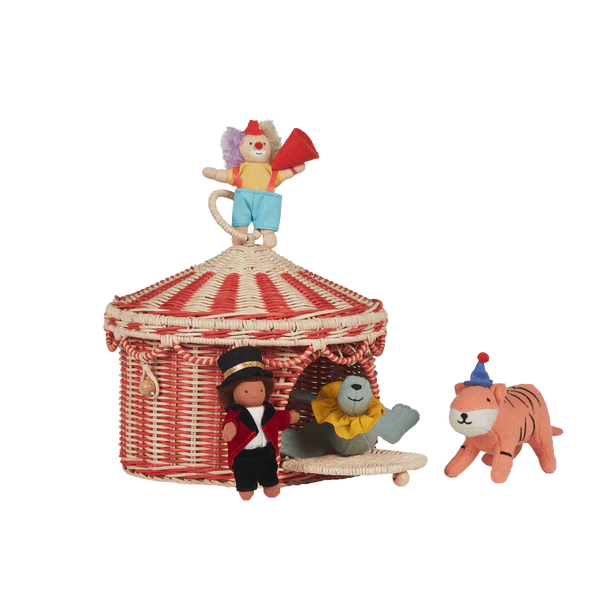 Circus Tent Basket Red & Straw
