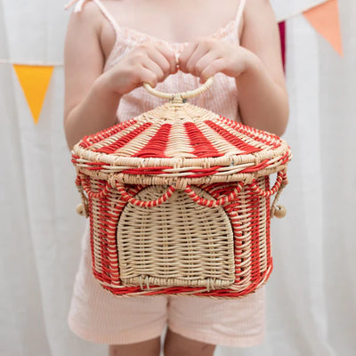 Circus Tent Basket Red & Straw