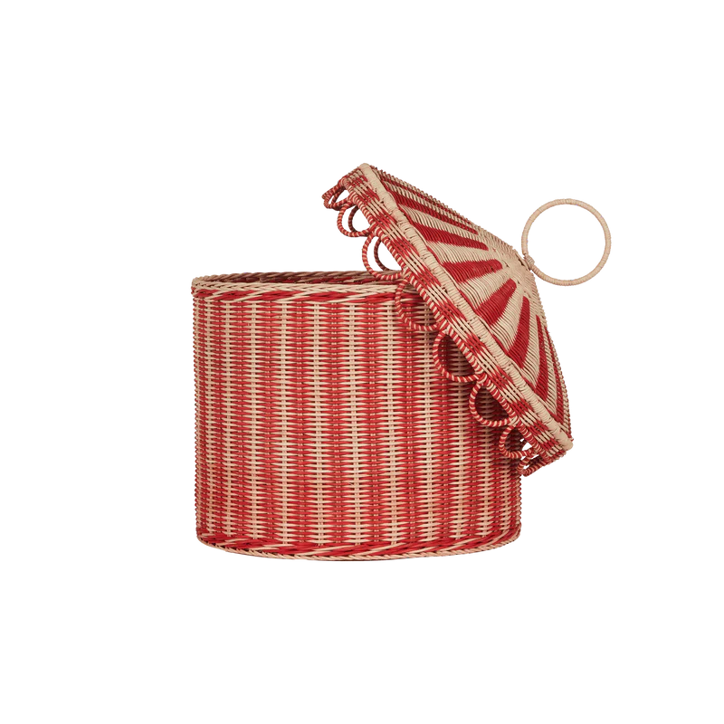 Circus Tent Toy Basket - Red & Straw