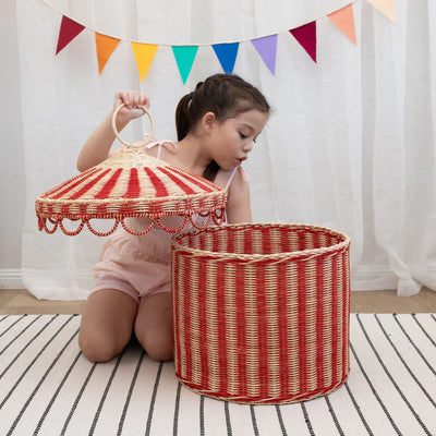 Circus Tent Toy Basket - Red & Straw