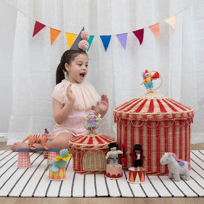 Circus Tent Toy Basket - Red & Straw