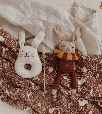 MAIN SAUVAGE BUNNY KNIT TOY - SIENNA STRIPED COLLAR