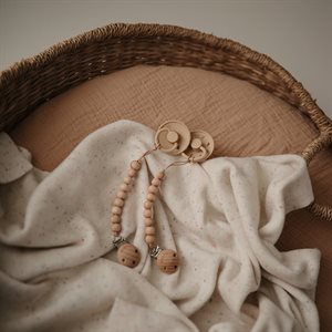 Mushie Silicone Pacifier Clip - Hera Faux Wood