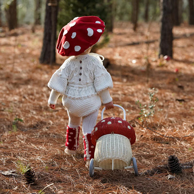 Rattan Mushroom Luggy Red / White
