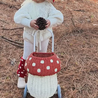 Rattan Mushroom Luggy Red / White