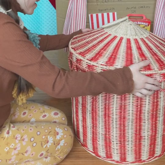 Circus Tent Toy Basket - Red & Straw