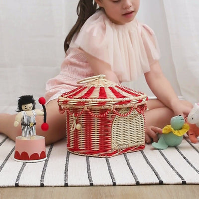 Circus Tent Basket Red & Straw