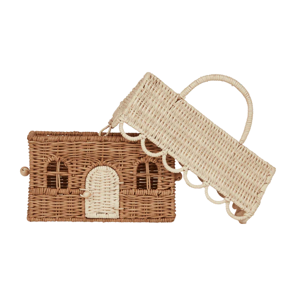 Rattan Gingerbread Casa Clutch - Natural & Straw