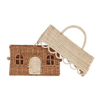 Rattan Gingerbread Casa Clutch - Natural & Straw