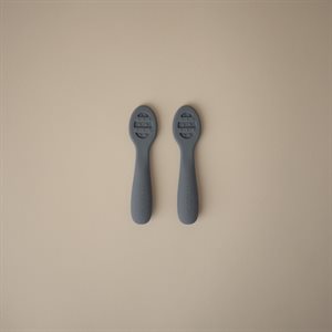 Mushie First Feeding Baby Spoons - Silicone 2-Pack - Tradewinds/Shifting Sand