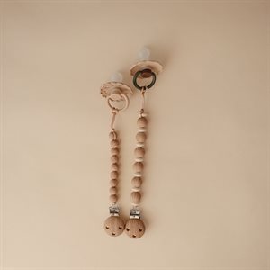 Mushie Silicone Pacifier Clip - Hera Faux Wood