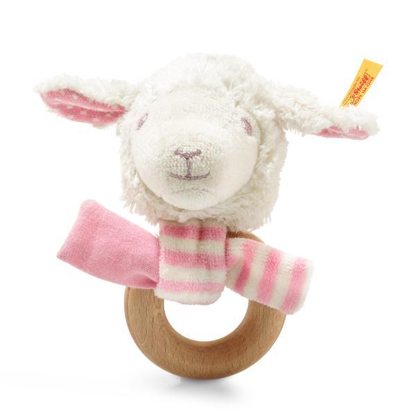 Liena Lamb Grip Toy with Rattle 12cm - Pudgy Fingers