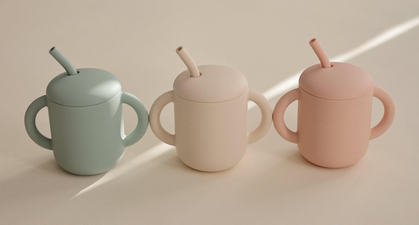 Silicone Training Cup & Straw Blush - Pudgy Fingers