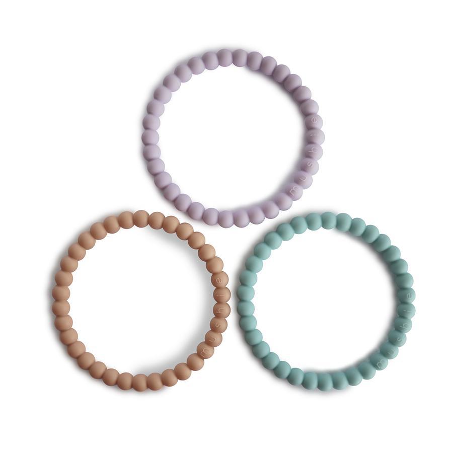Pearl Teething Bracelet - Lilac / Cyan / Soft Peach - Pudgy Fingers